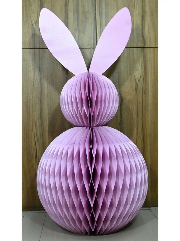 Coniglio di Pasqua origami rosa XXL da 110 cm, perfetto per le tue decorazioni pasquali
