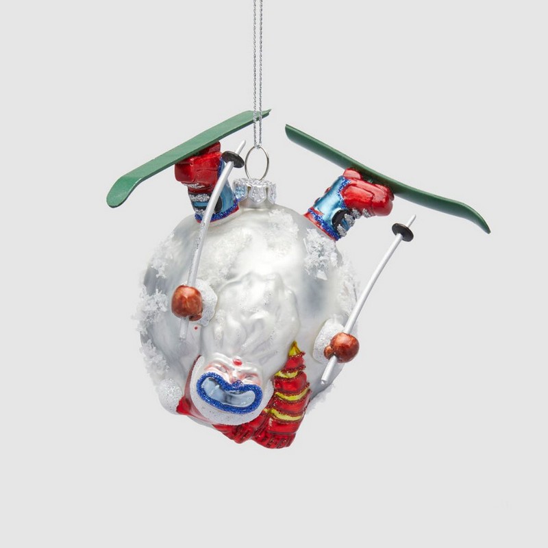 Pallina di Natale decorata con Babbo Natale con sci