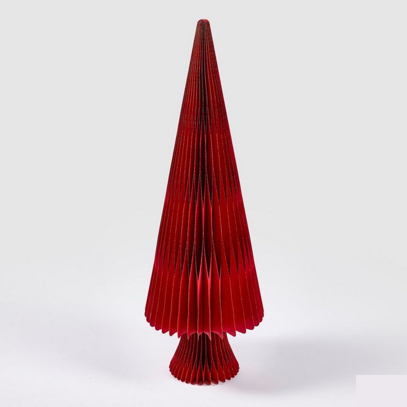 Albero di Natale origami rosso richiudibile alto 110 cm