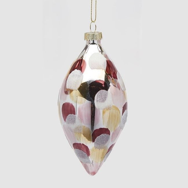 Pallina di Natale allungata a pois colorati