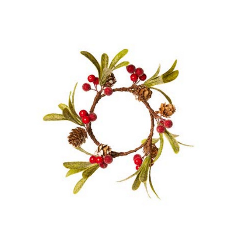 Ghirlanda natalizia con pigne e bacche rosse