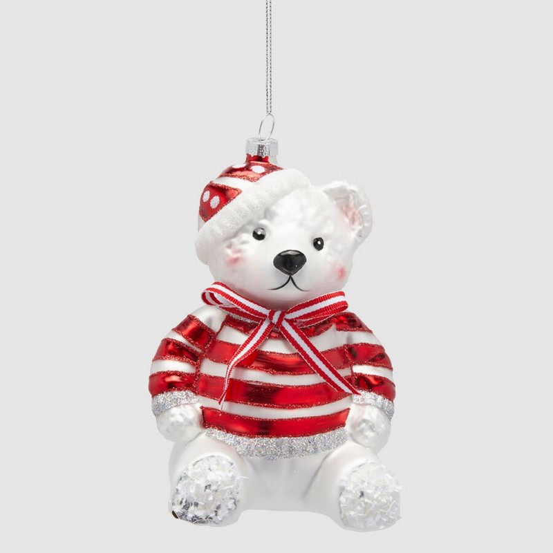 Orsetto natalizio con maglione e cuffia da appendere