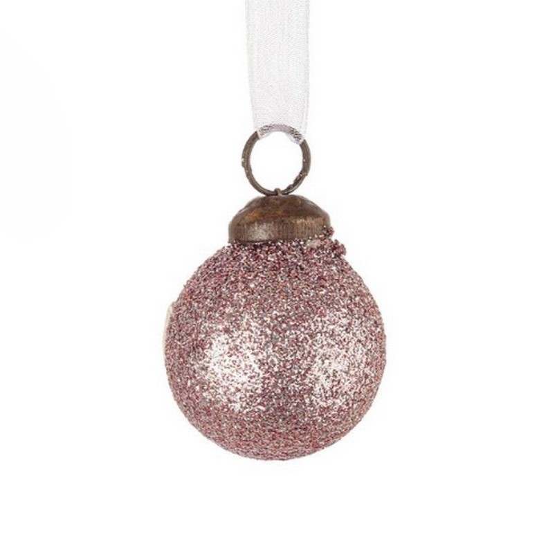 Mini pallina di Natale rosa glitter