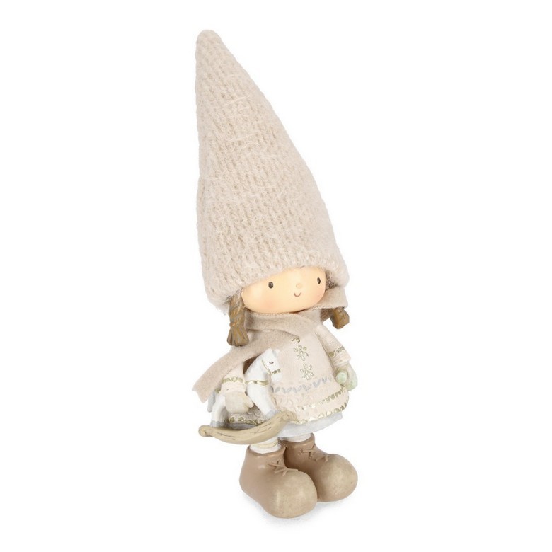 Decoro bimba in poliresina con cavallino e cappello in tessuto