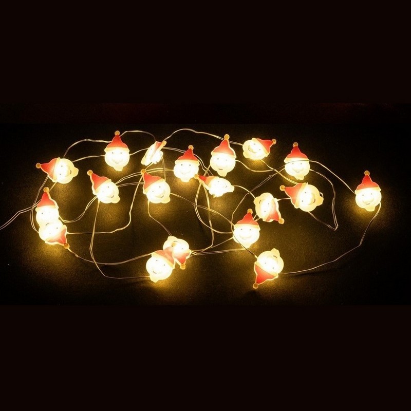Catena luminosa da 20 led a forma di Babbo Natale a batteria