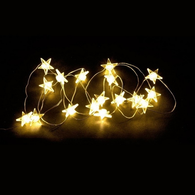Catena luminosa da 20 led a forma di stelle a batteria