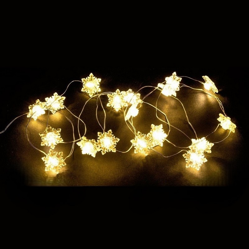Catena luminosa da 20 led a forma di fiocchi di neve a batteria