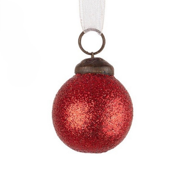 Mini pallina di Natale rossa glitter