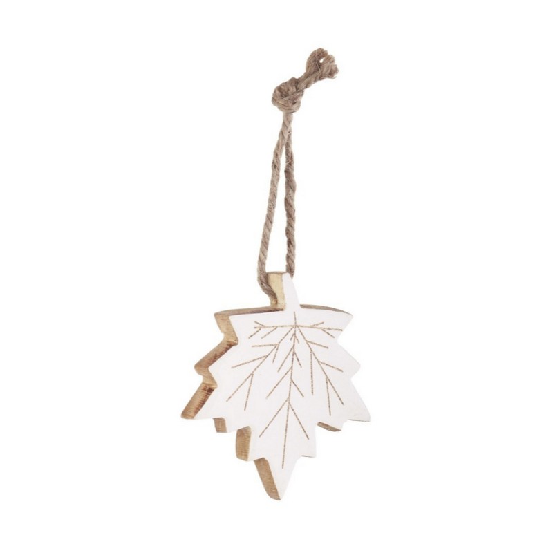 Foglia di acero bianca decorativa da appendere in legno di mango laccato