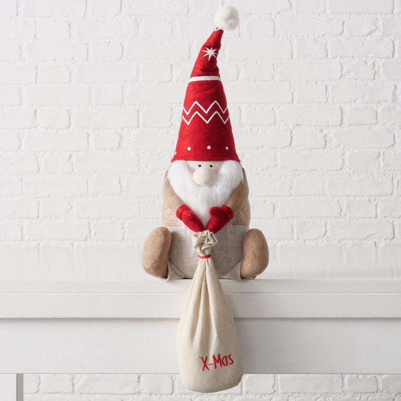 Fermaporta morbido a forma di Babbo Natale con sacco con scritta “X-Mas”