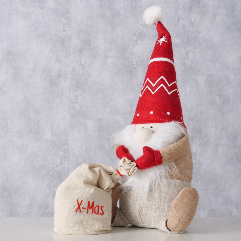 Fermaporta morbido a forma di Babbo Natale con sacco con scritta “X-Mas”