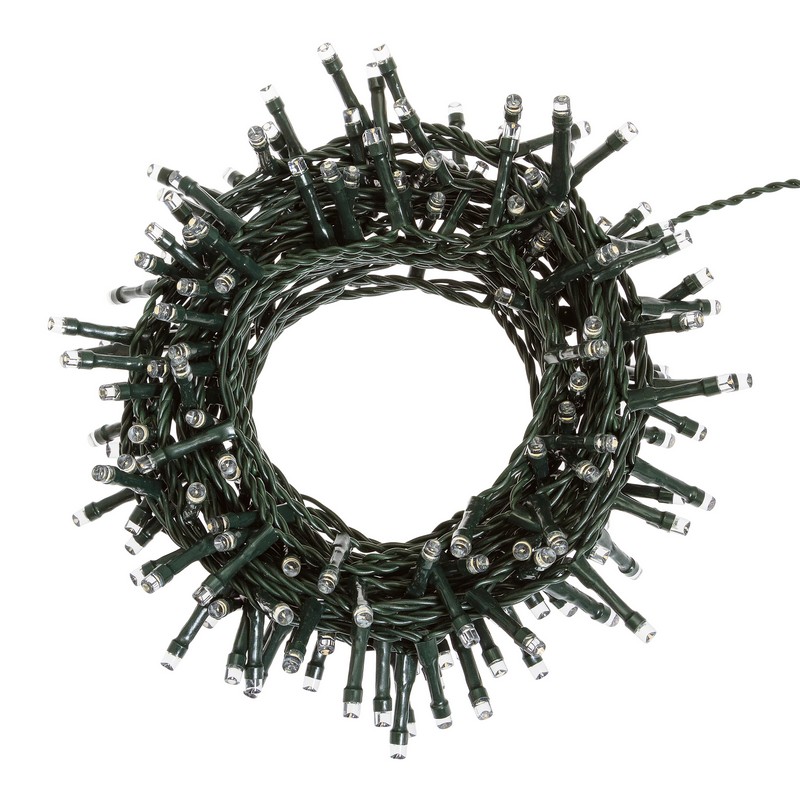 Catena luminosa da 180 led ad uso interno ed esterno, con 8 giochi di luce, opzione timer e filo verde