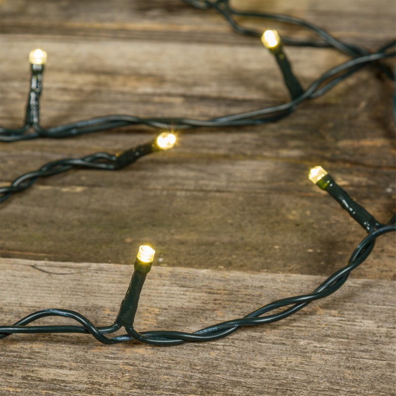 Catena luminosa da 180 led ad uso interno ed esterno, con 8 giochi di luce, opzione timer e filo verde