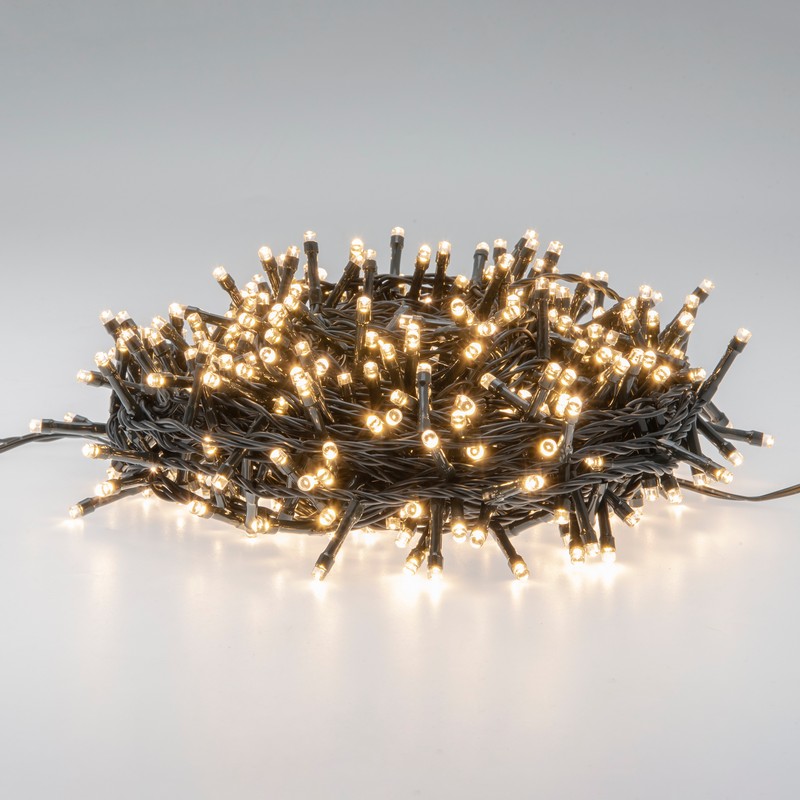 Catena luminosa da 450 led ad uso interno ed esterno, con 8 giochi di luce, opzione timer e filo verde