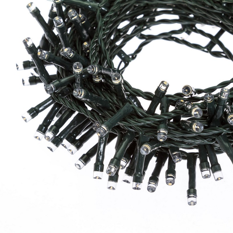 Catena luminosa da 450 led ad uso interno ed esterno, con 8 giochi di luce, opzione timer e filo verde