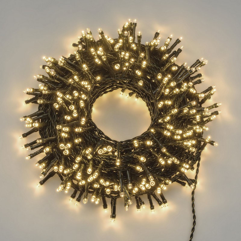 Catena luminosa da 450 led ad uso interno ed esterno, con 8 giochi di luce, opzione timer e filo verde
