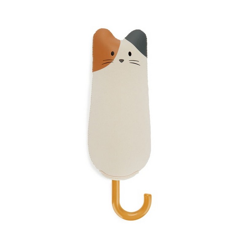 Ombrello pieghevole con astuccio decorato a tema gatto calico