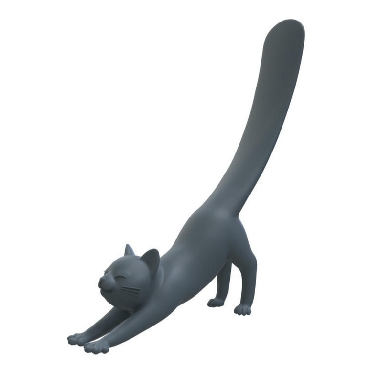 Spatola flessibile in silicone grigio a forma di gatto che si stiracchia