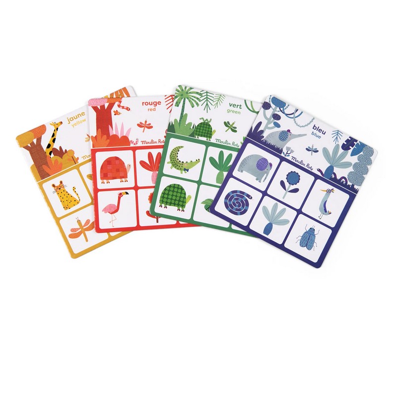 Gioco per bambini tombola dei colori con animali