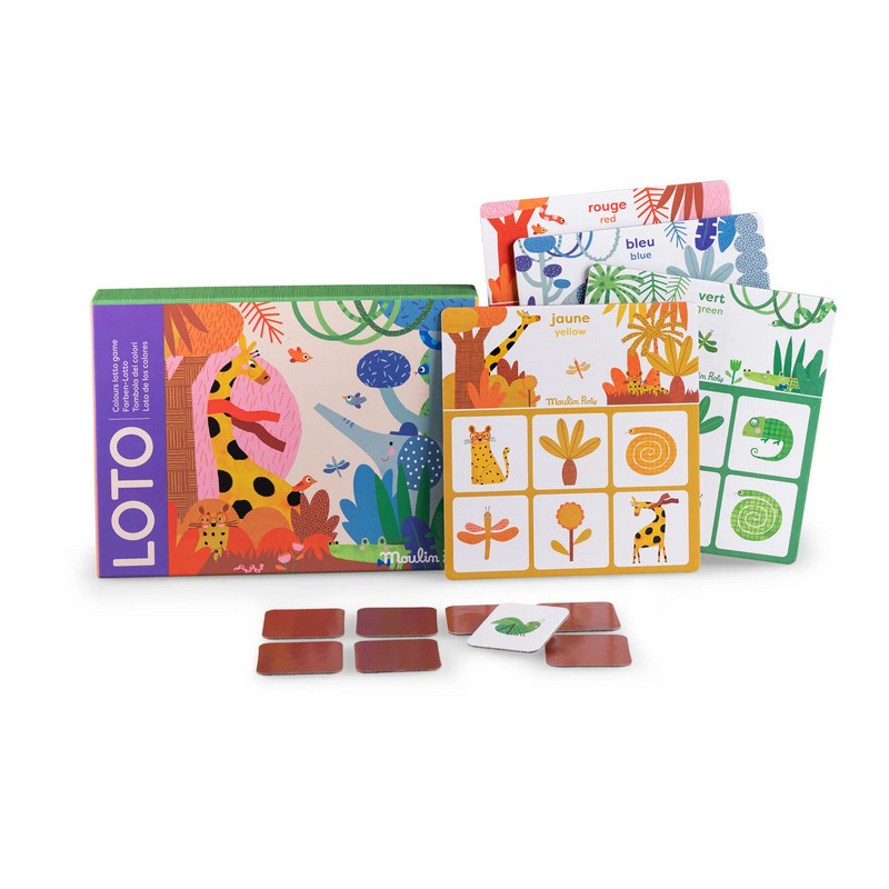 Gioco per bambini tombola dei colori con animali
