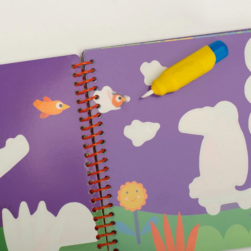 Gioco per bambini libro magico a tema animali con pennello che colora con l'acqua