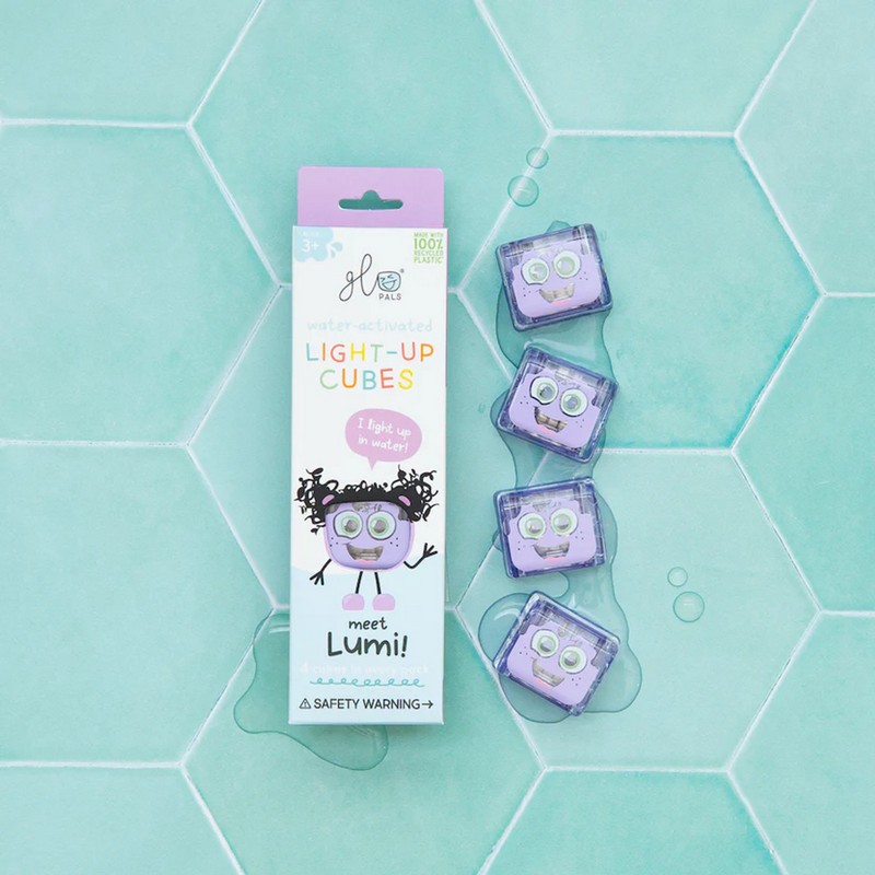 Set 4 cubi che si illuminano in acqua di colore viola