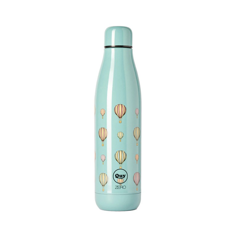 Bottiglia termica da 500 ml azzurra decorata con mongolfiere