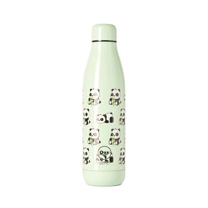 Bottiglia termica da 500 ml verde menta decorata con panda