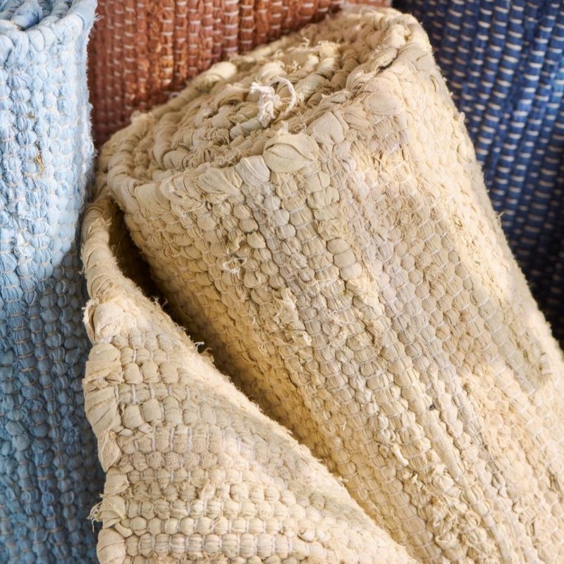 Tappeto passatoia color beige in cotone