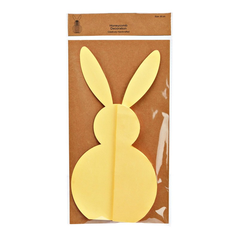 Coniglio origami giallo in carta da appoggio, ideale come decoro di Pasqua