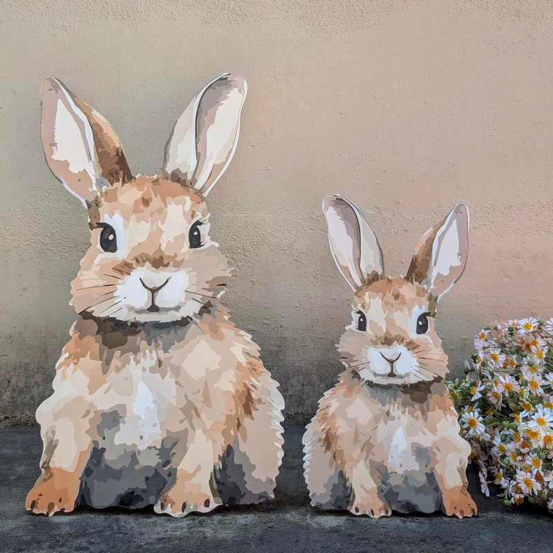 Coniglio decorativo da appoggio in metallo, ideale come decoro di Pasqua