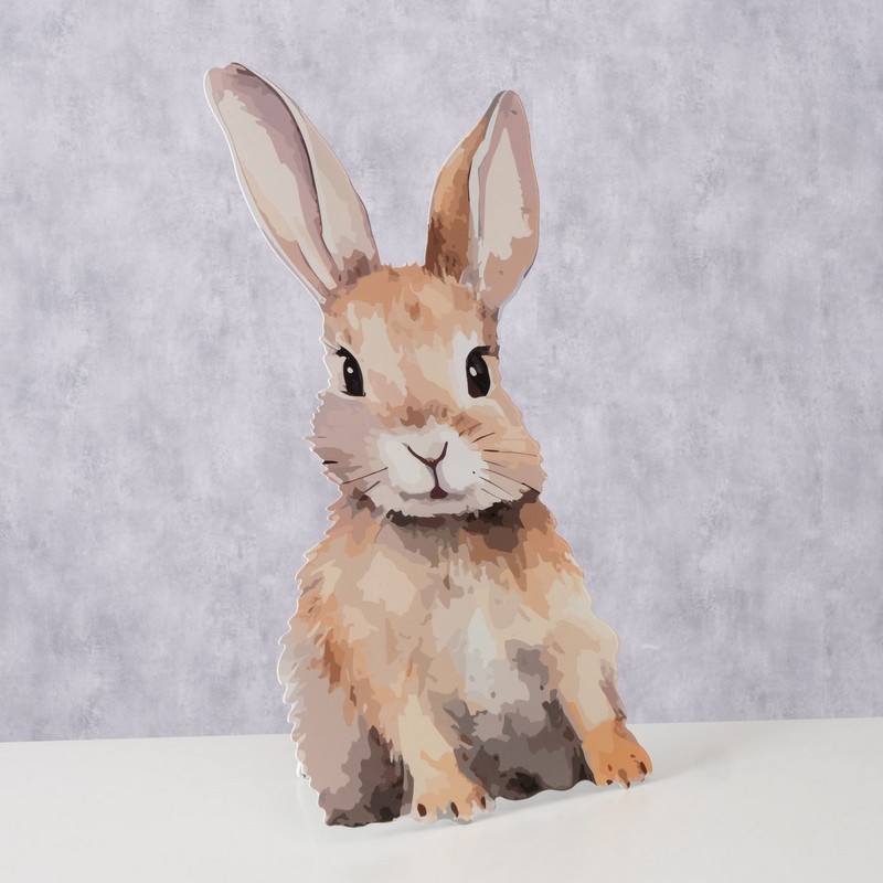 Coniglio decorativo da appoggio in metallo, ideale come decoro di Pasqua