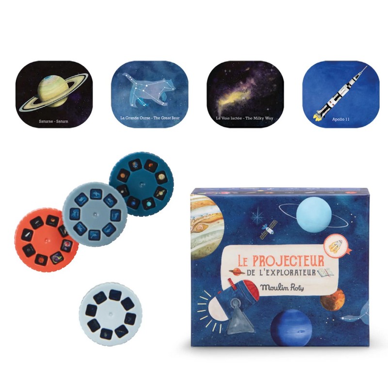Proiettore spaziale per bambini con pianeti, costellazioni, fenomeni celesti e navicelle spaziali