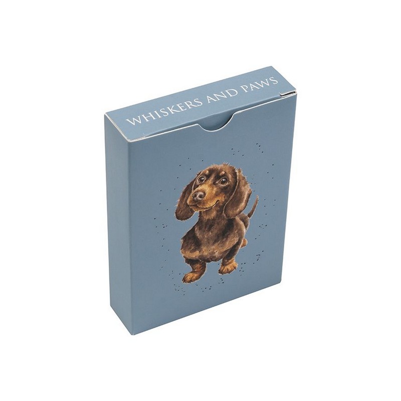 Set di 2 mazzi di carte da gioco, uno a tema animali domestici (cani e gatti) e l'altro a tema animali di campagna, il tutto contenuto in un cofanetto regalo