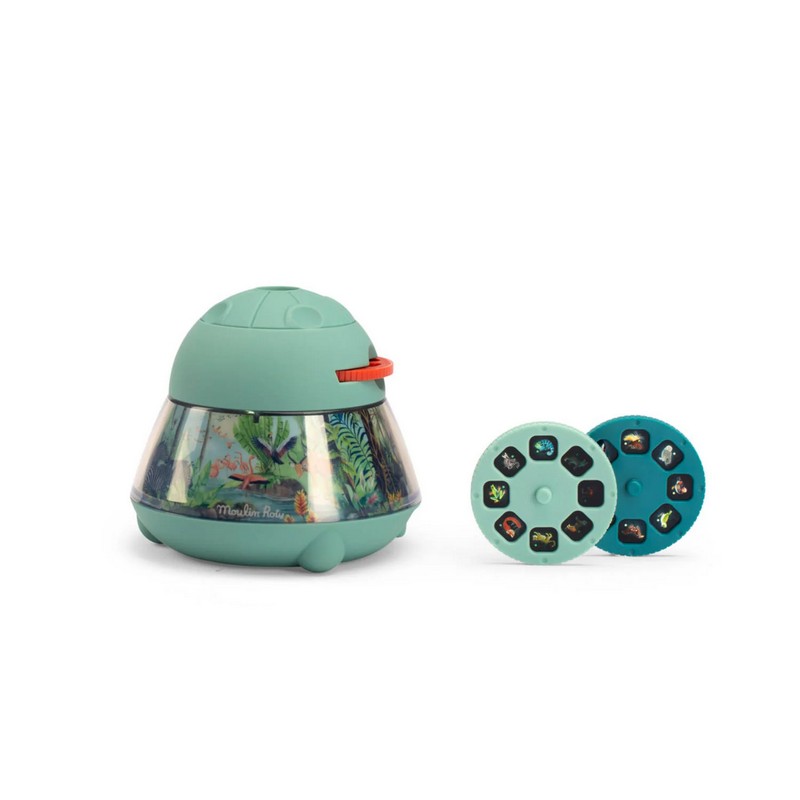 Proiettore ricaricabile che proietta 24 immagini di animali del mondo con paesaggi