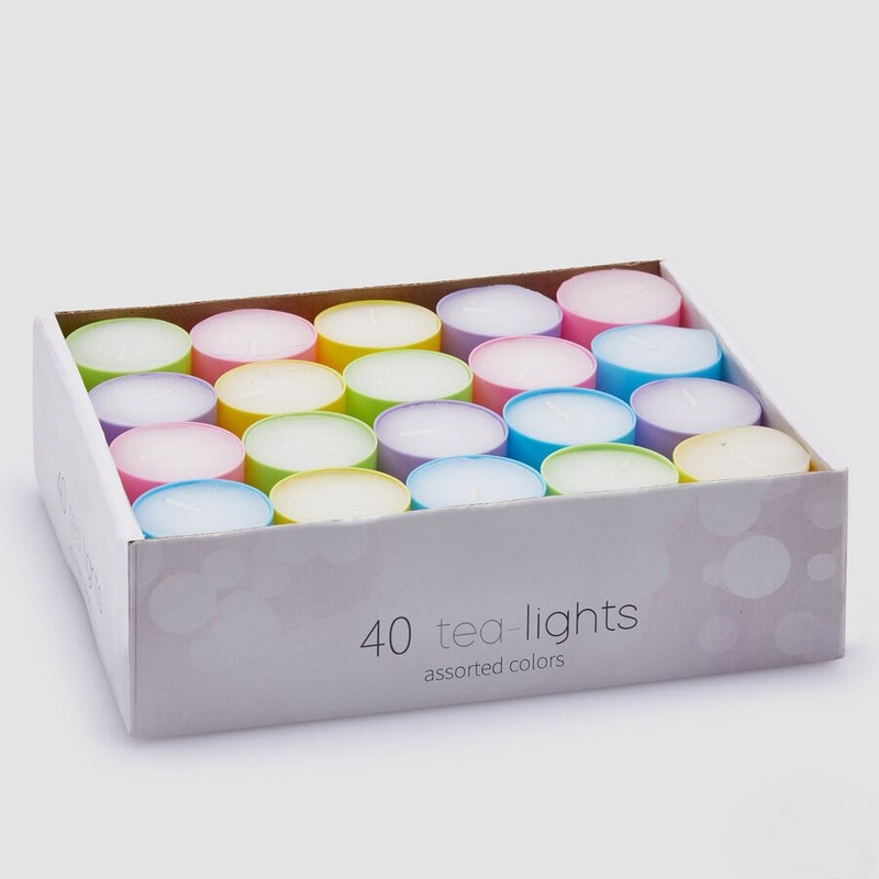 Candela tealight non profumata con base in colori assortiti