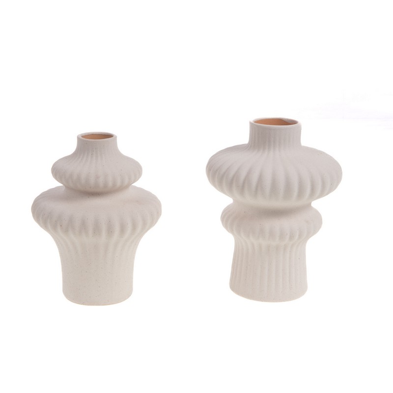 Vaso anfora in ceramica bianca con finitura ruvida