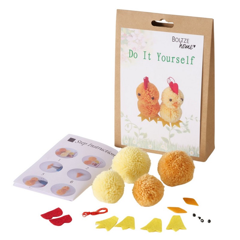 Set dai da te contenente l'occorrente per costruire 2 pulcini fai da te, un'originale idea regalo per Pasqua!