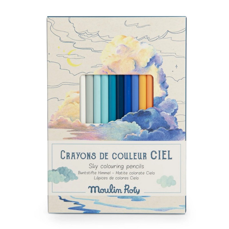 Set 12 matite dei colori del cielo con 3 disegni da colorare