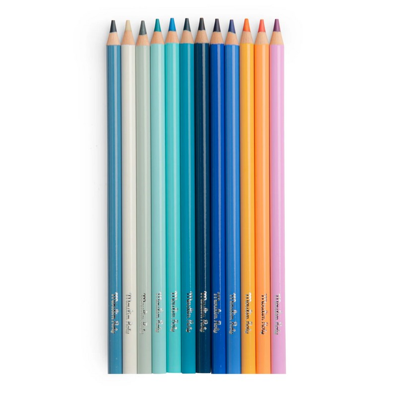 Set 12 matite dei colori del cielo con 3 disegni da colorare