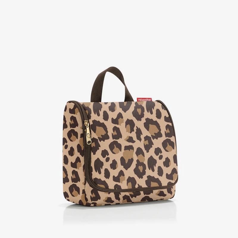Beauty da viaggio leopardato con inserti da aprire, specchio e possibilità di essere appeso