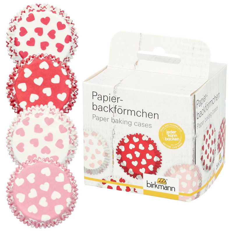 Set 100 pirottini decorati con cuori da 7 cm di diametro