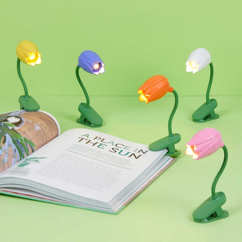 Luce da lettura a forma di tulipano in colori assortiti