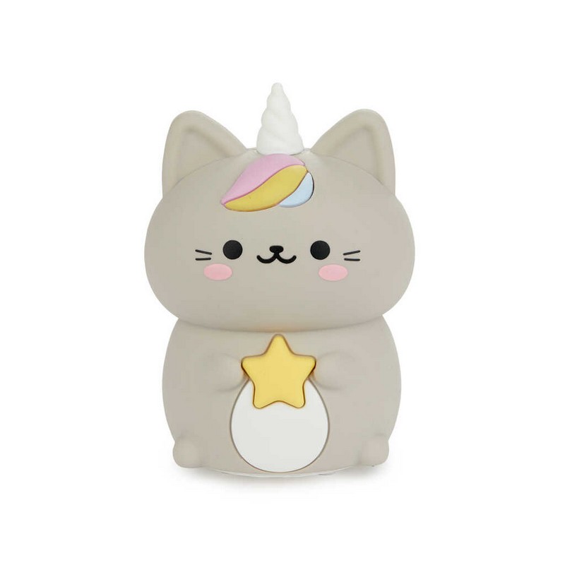 Luce notturna morbida ricaricabile a forma di gatto unicorno, con controllo touch