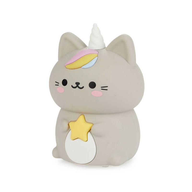 Luce notturna morbida ricaricabile a forma di gatto unicorno, con controllo touch