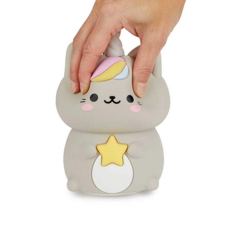 Luce notturna morbida ricaricabile a forma di gatto unicorno, con controllo touch