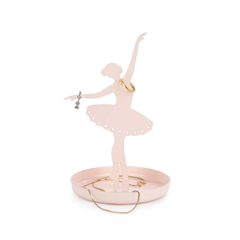 Portagioie in metallo a forma di ballerina rosa con base antiscivolo