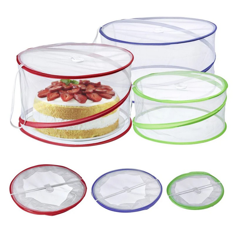 Set 3 coprivivande con rete paramosche in 3 dimensioni e colori diversi