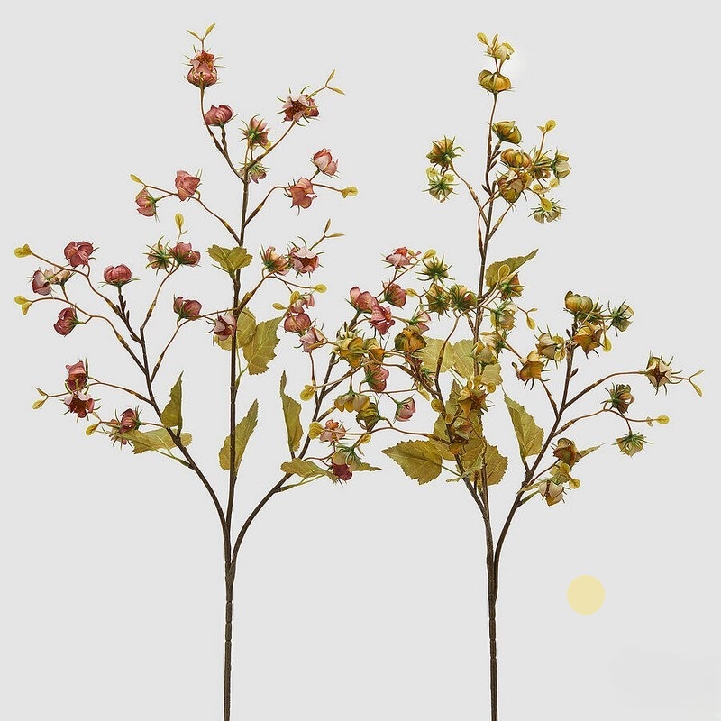 Ramo di fiori artificiali di alkekengi color giallo antico