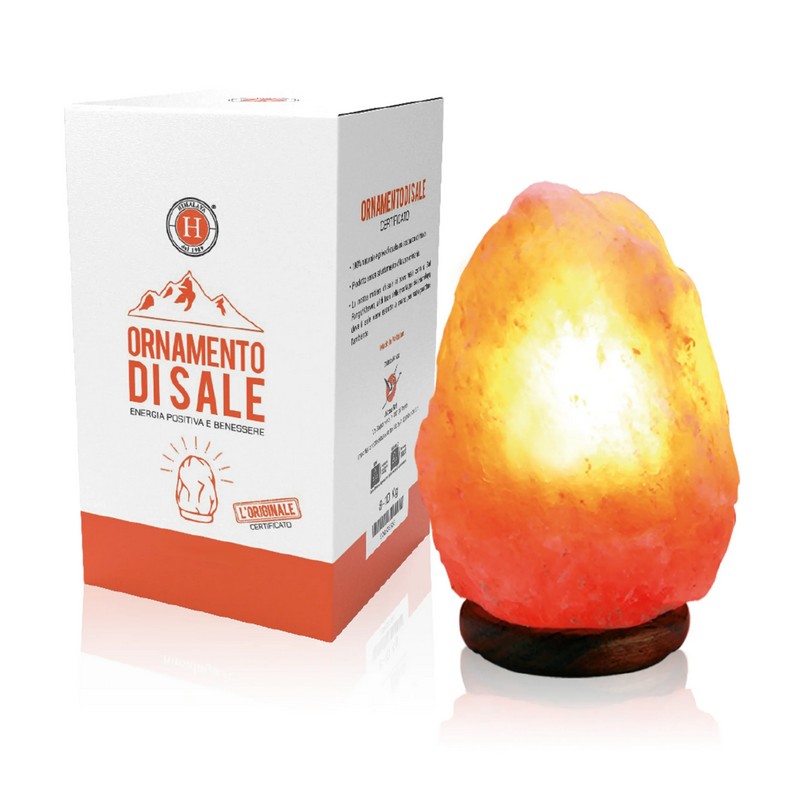 Lampada da tavolo di sale dell'Himalaya da 2/3kg con base in legno, lampadina e filo inclusi